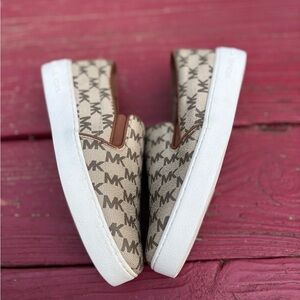 Michael Kors Kids' Logo Slip-On Sneakers - Tan and White